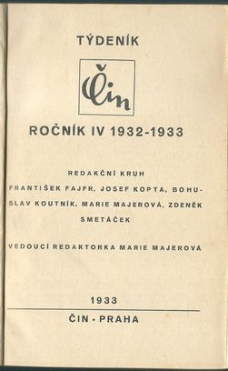 TÝDENÍK ČIN ROČNÍK IV 1932-1933 – detail 1