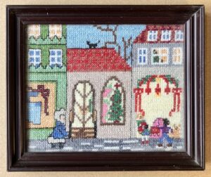 VYŠÍVANÝ OBRAZ ZIMNÍ ULICE