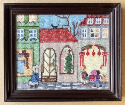 OBRAZ ULICE VYŠÍVANÝ OBRAZ ZIMNÍ ULICE