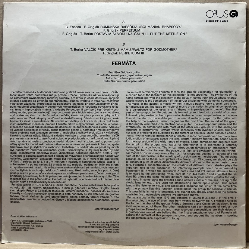 FERMÁTA – FERMÁTA (LP) - Obrázek 2