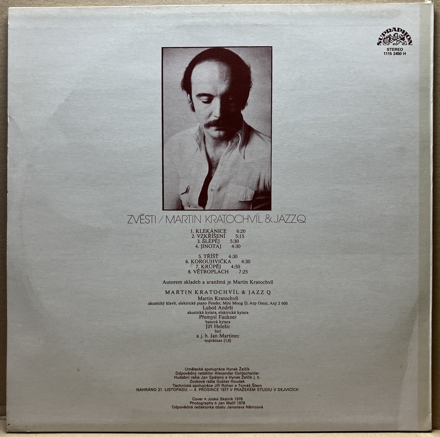 MARTIN KRATOCHVÍL & JAZZ Q – ZVĚSTI (LP) - Obrázek 2