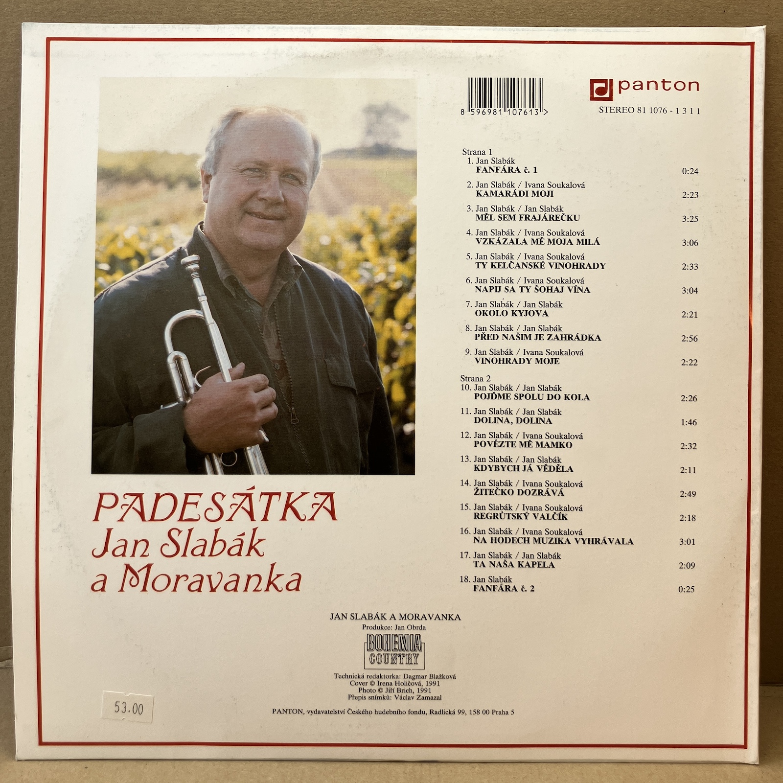 JAN SLABÁK A MORAVANKA – PADESÁTKA (LP) - Obrázek 2