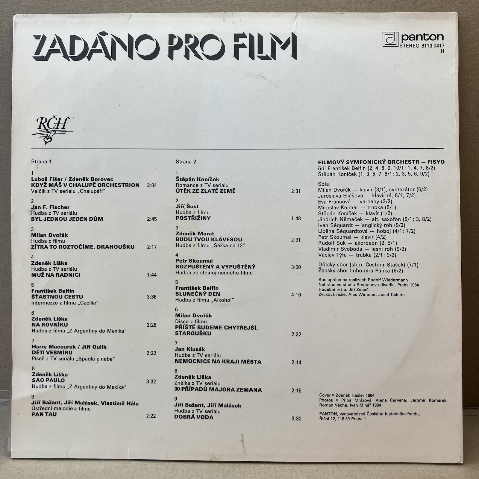 FILMOVÝ SYMFONICKÝ ORCHESTR – ZADÁNO PRO FILM (LP) - Obrázek 2