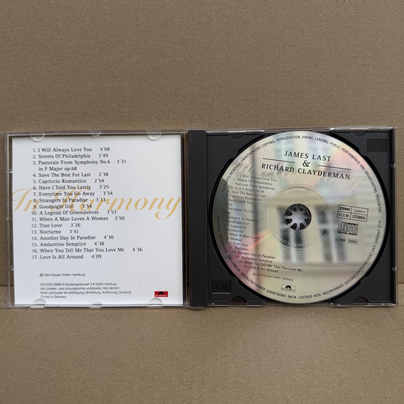 JAMES LAST & RICHARD CLAYDERMAN – IN HARMONY (CD) - Obrázek 2