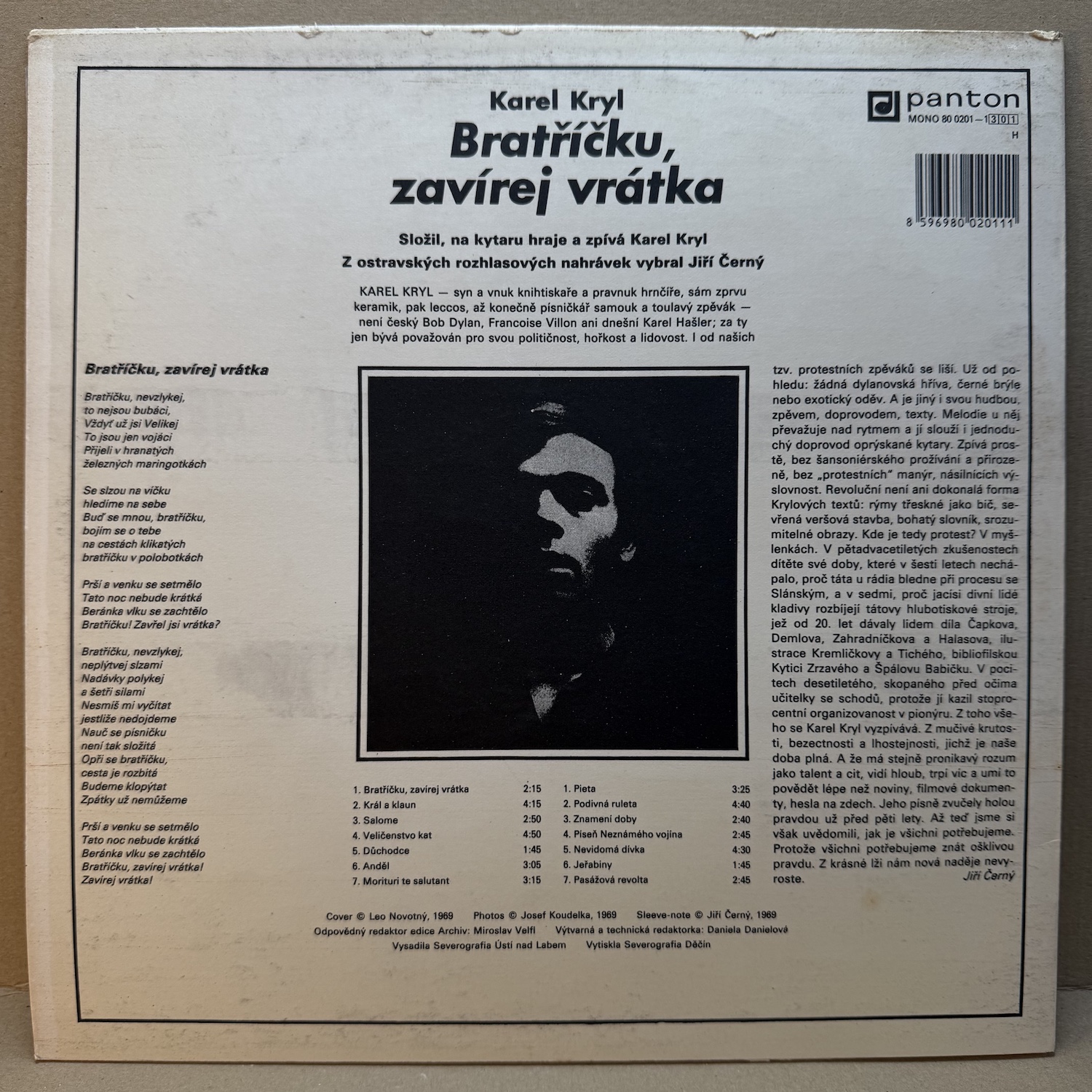 KAREL KRYL – BRATŘÍČKU, ZAVÍREJ VRÁTKA (LP) - Obrázek 2